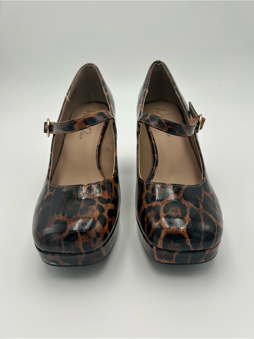 Wild Pair Leopard Mary Jane Square Toe Pump Heels